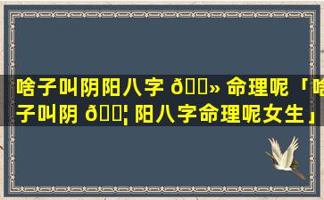 啥子叫阴阳八字 🌻 命理呢「啥子叫阴 🐦 阳八字命理呢女生」